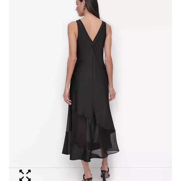 DKNY black satin midi slip dress sleeveless size 8 NEW - Picture 4 of 11